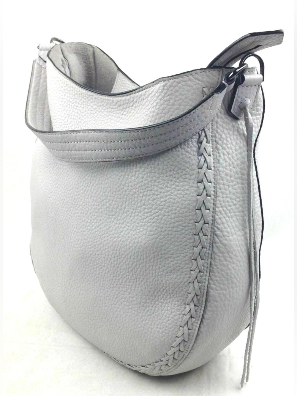 Women's Light Grey Leather Hobo Bag - Elegant Everyday Shoulder Bag